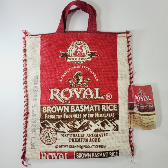 Royal Basmati Burlap Rice Bag Tote - Picture 1 of 7